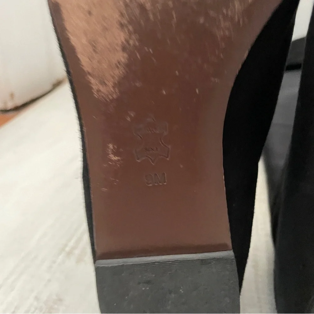 Tory Burch Black Suede Leather Knee-High Riding Boots Fold Over Size 9M